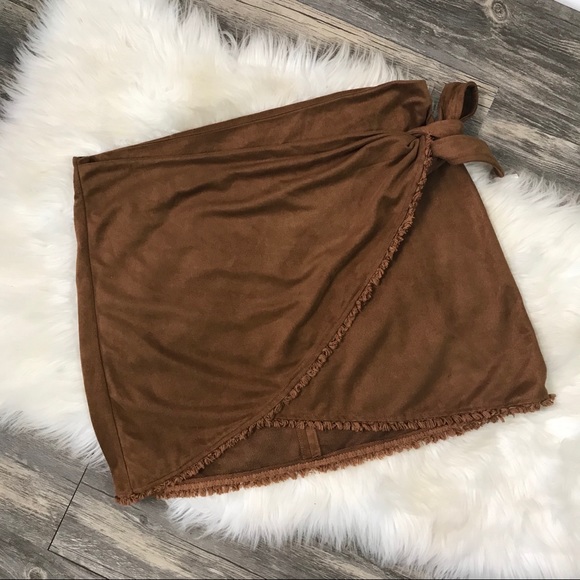 Lulus Dresses & Skirts - Lulus suede  faux wrap skirt